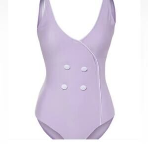 Juicy Couture Black Label Lavender One Piece Retro Swimsuit Small NWT